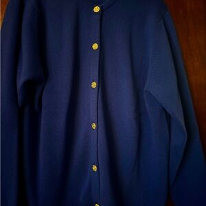 NWOT Maus&Hoffman Royal Blue gold button cardigan, size XL, pure cashmere.